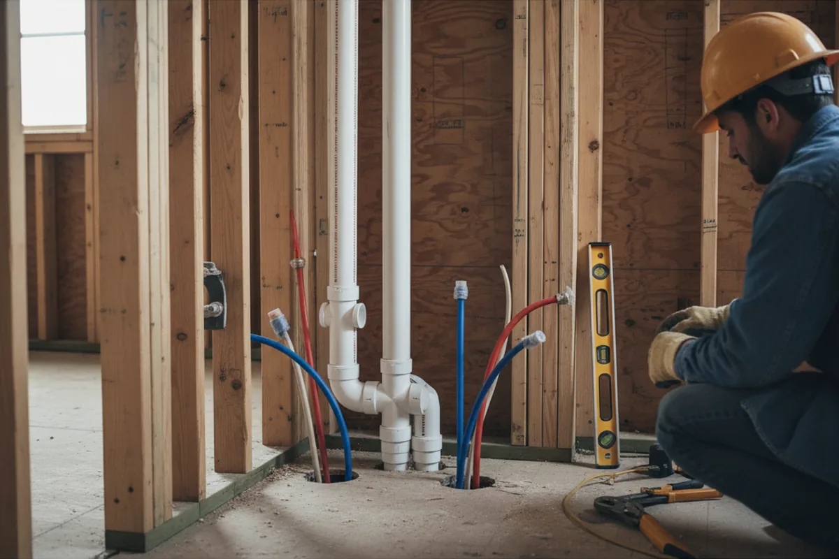 Drain and supply rough-in during Toilet Repair and Installation in Crabtree
