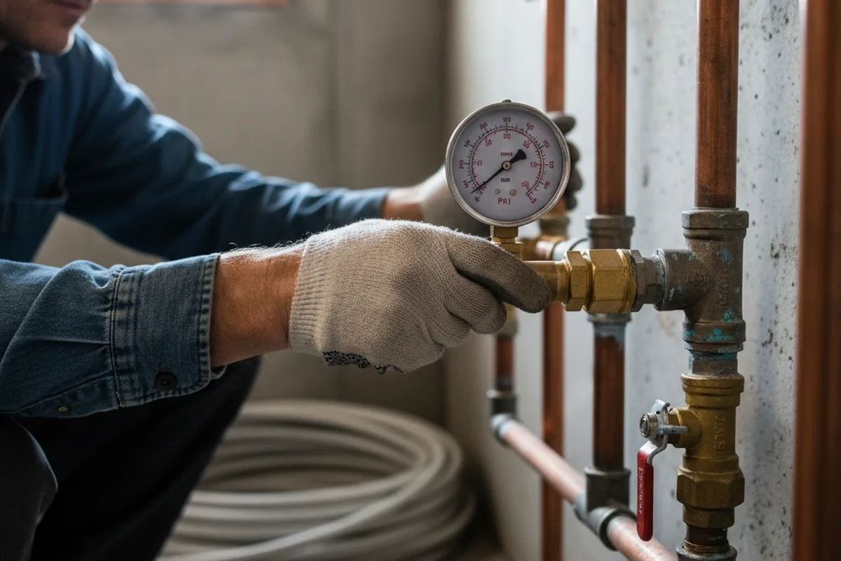 Pressure testing a repaired line during Water Line Repair in Crabtree